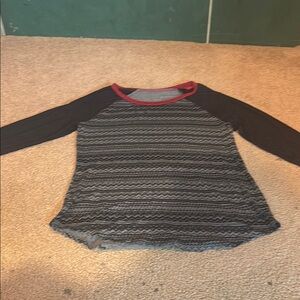 Black and Gray Patterned Long Sleeve Shirt